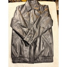 Excelled Collection Men's Small Black Genuine Leather Bomber Jacket Full ip