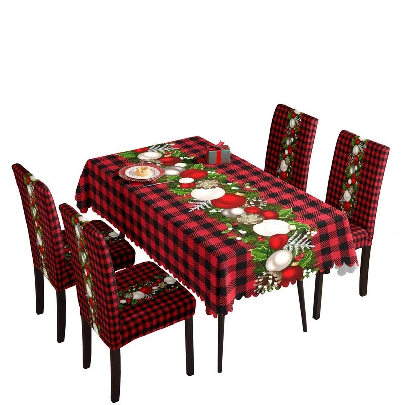 Christmas Tablecloth Rectangle Table Cover Cloth Xmas Dinner Party Home Decor - Image 4 of 4