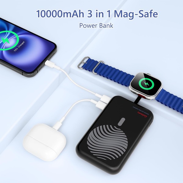 Alternate view of Magnetic Portable Charger,10000mah Foldable Wireless Power Bank For...