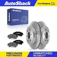 Rear Drilled Slotted Brake Rotors Premium Ceramic Pads for GMC Sierra 1500