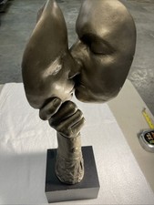 Austin Silver Tone John Cutrone Kissing Faces Modern Abstract Art Sculpture