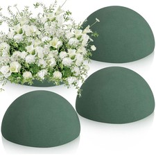 4 PCS Round Floral Foam Blocks Half Balls Wet Dry Green 7.5 x 3.7 Inches