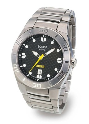 Boccia Titanium 3529-01 Herrenuhr Kohlefaser-Zifferblatt Saphirglas 100m Ø42mm
