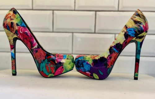 Steve Madden Floral Shoes Size 6.5 Patent Leather Heels New - Picture 2 of 4