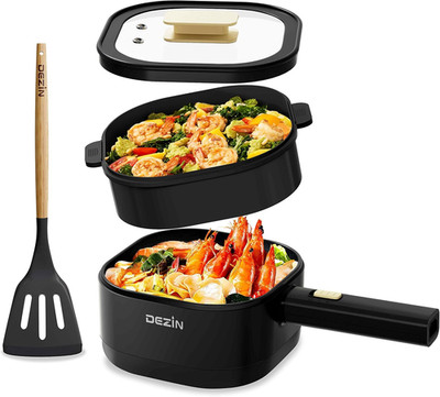 2L Electric Hot Pot with Steamer, Rapid 800W Non-Stick Ceramic Coating Dorm Cook