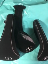 Set Of 3 Golf Club HEAD COVERS BLACK 1, 1, 3 Majek