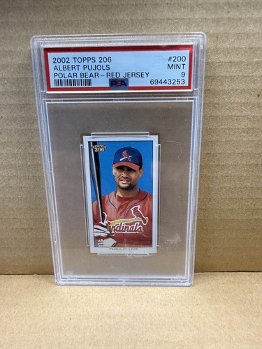 2002 Albert pujols topps 206 polar bear- red jersey psa graded mint 9