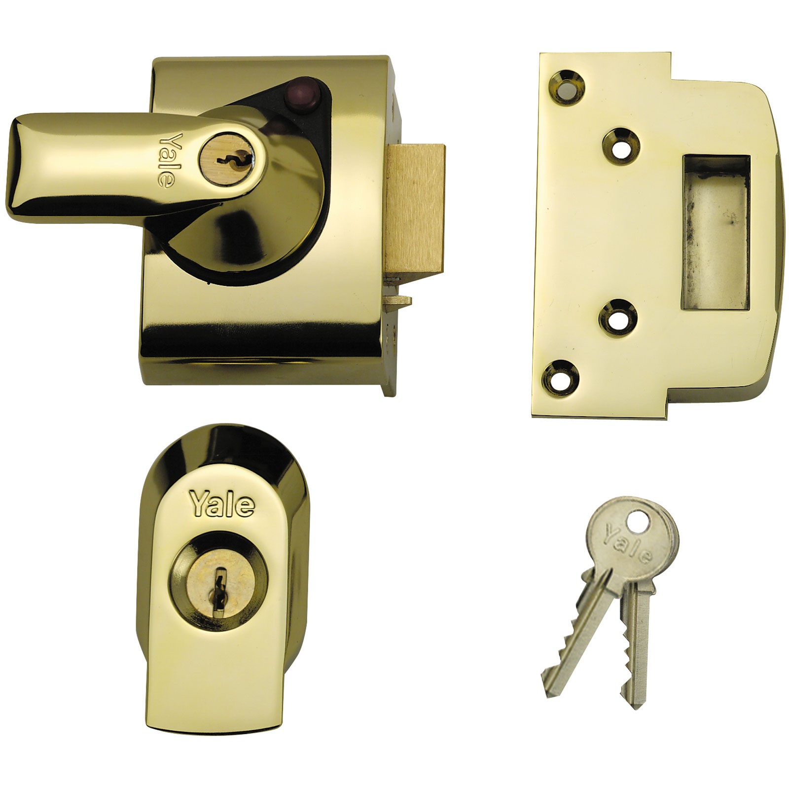 Yale Locks BS2 Nightlatch British Standard Lock 40mm Backset Brasslux FinishVisi