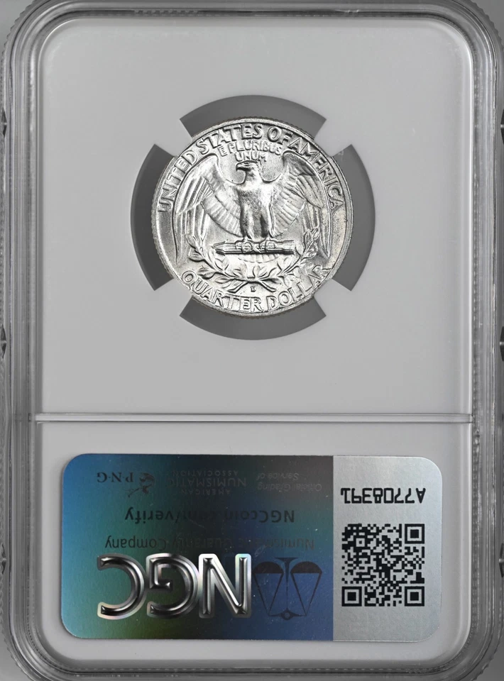 1952-D  25C WASHINGTON SILVER QUARTER "DENVER MINT" NGC MS65 #8343474-065 - Image 4 of 4
