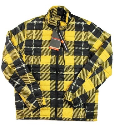 Hawke Mens Jacket S Puffer Insulated Outerwear Mock Collar Full Zip Black Yellow