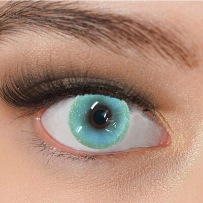 CHARMIGA Kontaktlinsen farbig grün ohne Stärke crazy Jahreslinsen Glitzer Sky Green NEU