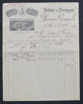 Invoice SALON 1893 OUILERIE GUNELLE olive oil soap soap St LAZARE oil 88