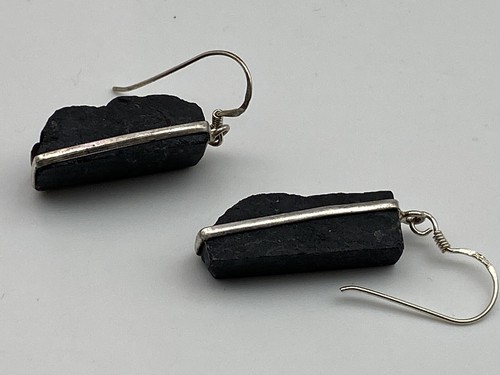 Vintage Sterling Silver 925 Earrings Tourmaline Dangle Drop 10.09g - Picture 3 of 10