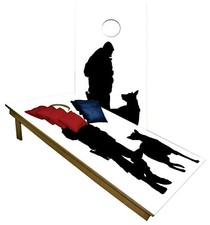 CORNHOLE BEANBAG TOSS GAME w Bags Game Board Policeman Police Dog Set