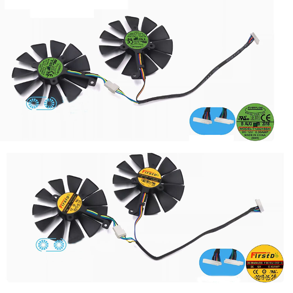 For ASUS DUAL RTX2080Ti Graphics Card Cooling Fan T129215SH