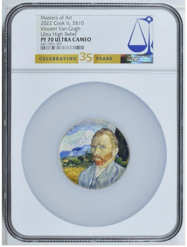 NGC MS70 2022 Cook Islands Masters of Art-Vincent Van Gogh 2oz Silver Proof Coin