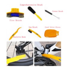 MTB 6 sets Motorcycle Chain Wheel Cleaning Brushes Gloves Wash Cleaner Tools