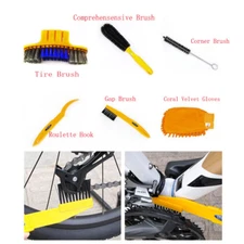 6pcs MTB Cleaning Brush Gloves Wash Cleaner Hook Tools Motorcycle Chain Wheel