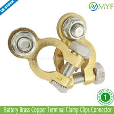 1 Pair Car Battery Brass Copper Terminal Clamp Clips Connector Negative Positive