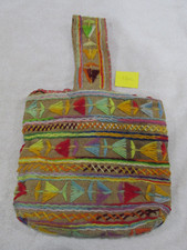 Vtg Burlap Tote Purse Knitting Bag- Stitched-boho hippie 1960s 1970s-one
