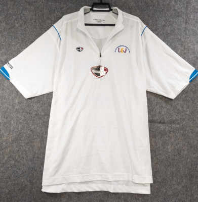 Crest Link Shirt Mens Extra Large White Blue 1/4 Zip Polo WELFAB Engineering