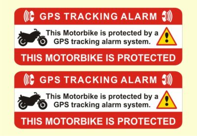 2 x ALARM WARNING Tracking Aufkleber Motorrad Warnschild GPS Alarmanlage 5606-M