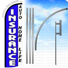 INSURANCE AUTO HOME LIFE - WINDLESS Swooper Flag KIT Feather Banner bq