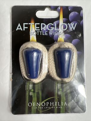 Afterglow Bottle Wicks, Blue - Set of 2 by Oenophila New In Package