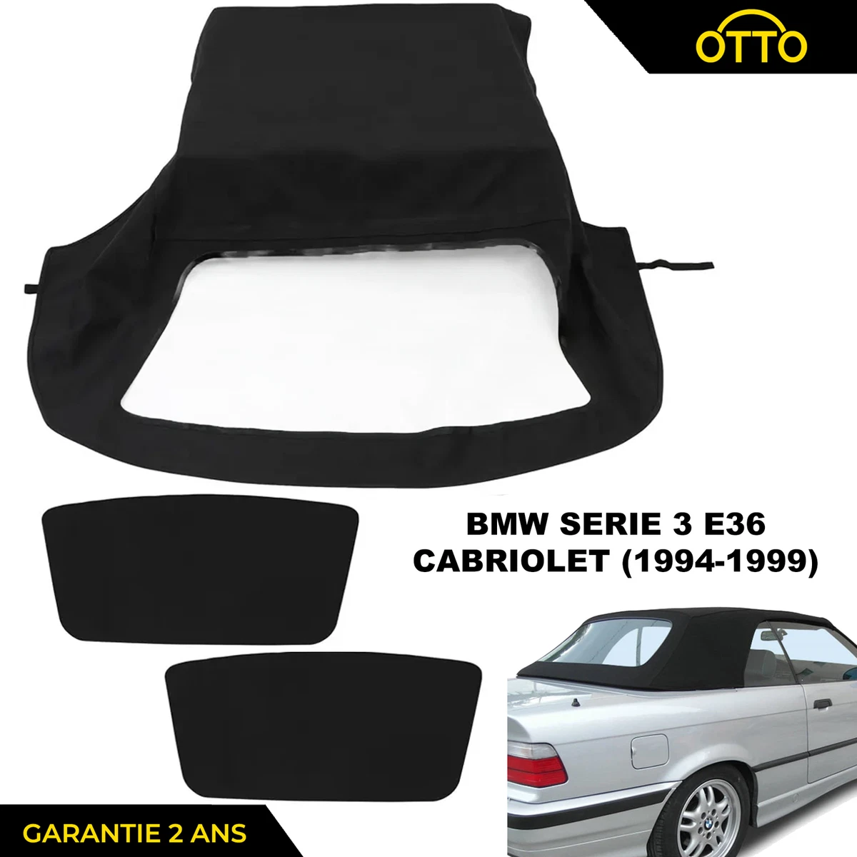 Capote Noire pour BMW Serie 3 E36 Cabriolet Décapotable 
