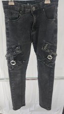 WAIMEA Moto Jeans Boys Size 12 Black Wash Skinny Fit