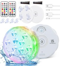 Rechargeable Submersible Pool Lights with Remote, Waterproof Underwater Charg...
