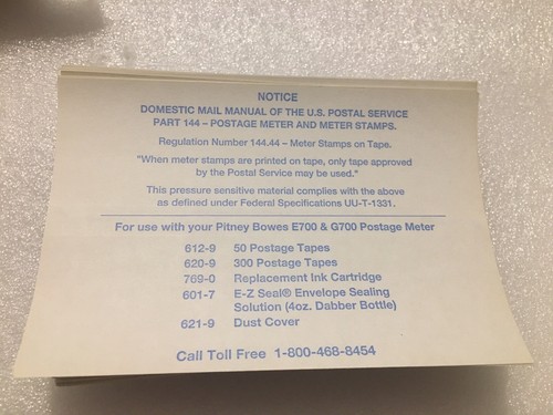 POSTAGE METER TAPE STRIPS Genuine PITNEY BOWES 620-9 Has 93 Sheets = 186 Strips - 第 6/6 張圖片