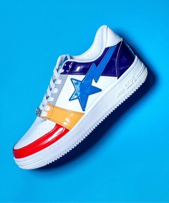 a bathing ape bapesta low crazy white