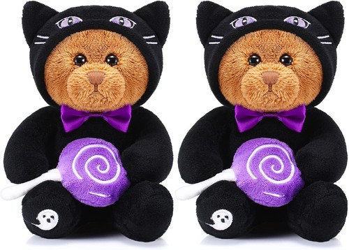 2 Pieces Halloween Bear Stuffed Animals Soft Plush Bear Toys in Halloween Theme