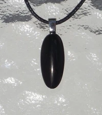 Jet Free Form Stone Pendant Necklace - Migraines, Cleanse Negativity