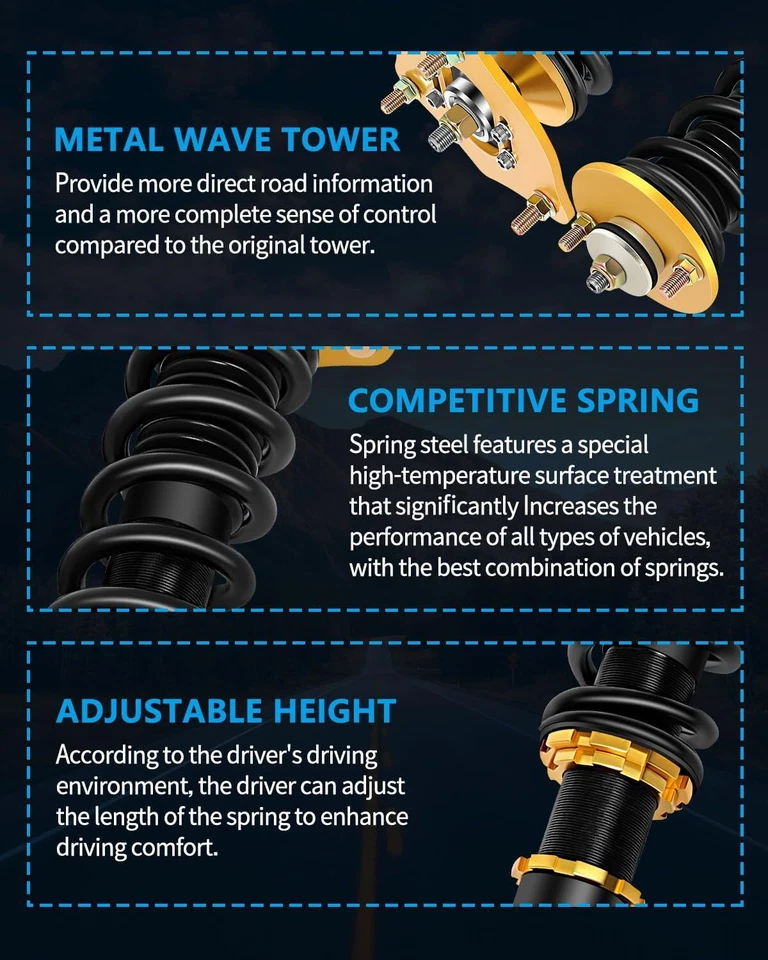 Kit de reducción de suspensión enrollables para puntales ajustables Honda Accord 2013-2016 Foto 4 de 4