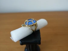 KATE SPADE NEW YORK GOLD PARADISE FOUND ROYAL BLUE TURTLE RING. SIZE 8