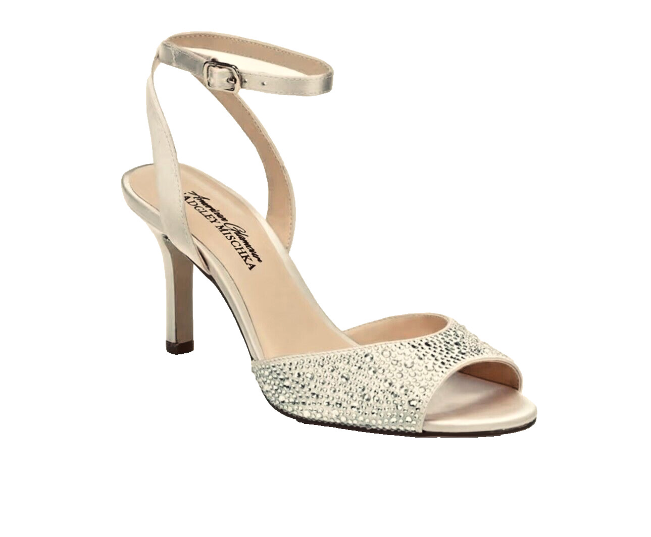New Badgley Mischka Ginnie Jeweled Satin Evening Pumps Size 8.5