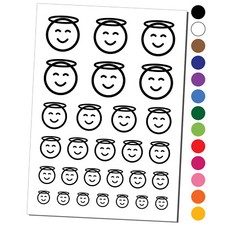 Angel Face Halo Emoticon Temporary Tattoo Water Resistant Set