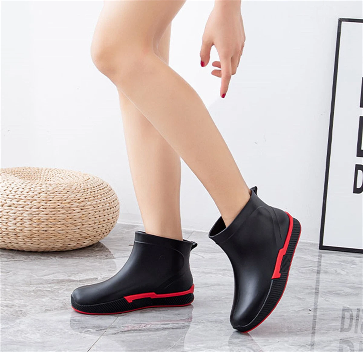 Women s Chelsea Rain Boots Waterproof Ankle Boots Work Anti Slip