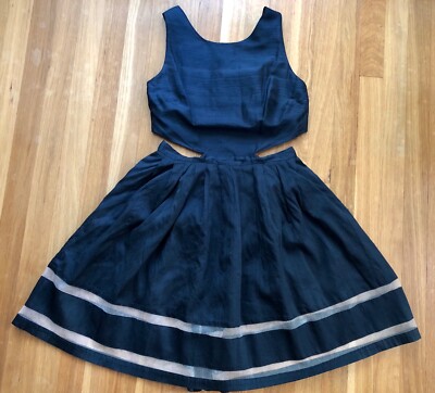 Allison Parris Lisa Dress - Navy Blue Fit and Flare Cut Out Dress - Size 2  | eBay