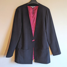 Lola Skye Women's Black Blazer - Uk 10 - Collarless Long Sleeve Jacket Formal