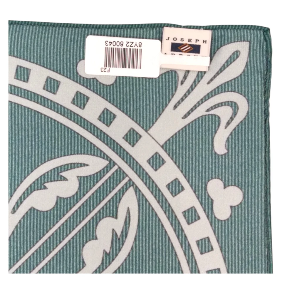 JOSEPH ABBOUD Pañuelo de Seda Para Hombres Estampado Medallón Verde Bolsillo Cuadrado 13" Foto 4 de 4