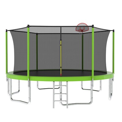 14FT for Kids w/ Safety Enclosure Net Outdoor Large Recreational