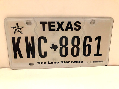 LICENSE PLATE TEXAS BLACK OVER WHITE FLAT KWC 8861