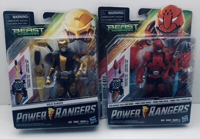 Lot of 2 Power Rangers Beast Morphers Red Gold Rangers 6'' .