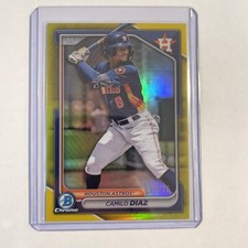 2024 Topps Bowman Draft Chrome Base Yellow Refractor #176 Camilo Diaz 72/75