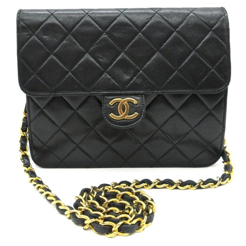 CHANEL CC Logo Matelasse 20 Chain Shoulder Bag Leather Black GHW M840