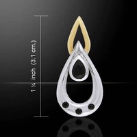 Striking Black Magic Teardrop Silver & 14k Gold Accent Pendant Striking Black Magic Teardrop Silver & 14k Gold Accent Pendant