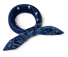 100% Silk 20" small square Scarf Women neckerchief Wrap navy dark blue MY190-5